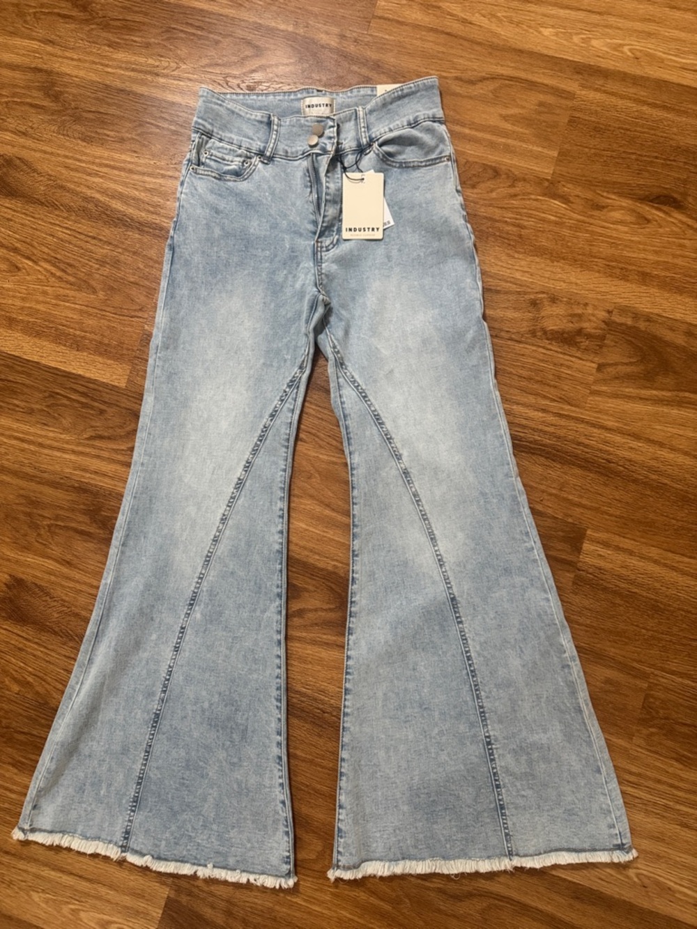 INDUSTRY Light Blue Flared BoHo Festival Summer Jeans 6/28